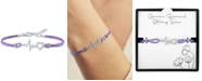 Macy's Diamond Accent Heartbeat Purple Cord Bracelet in Sterling Silver